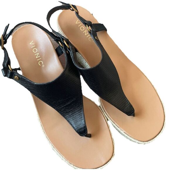 New Vionic Kirra Wedge Women's Supportive Sandal Black - Size 9.5 - Picture 4 of 6
